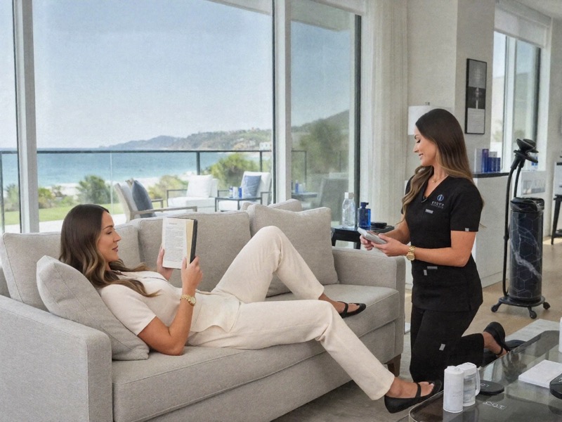 A Soothe IV registered nurse setting up a concierge treatment in a client home.